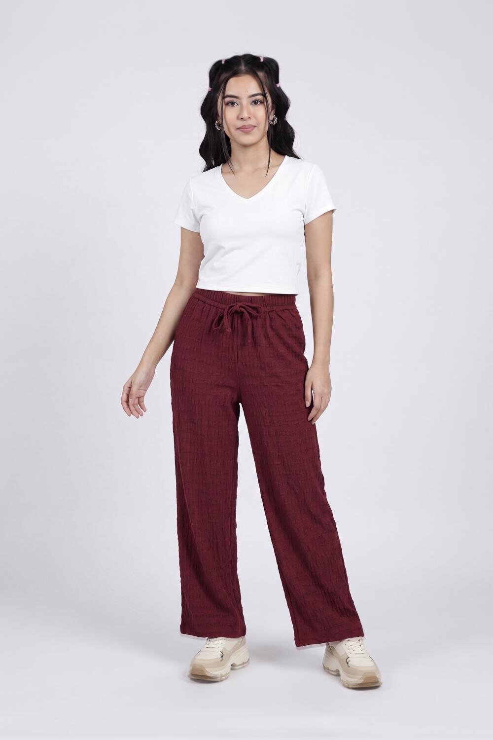 Women Red Straight Fit Trouser With 2 Pocket - Image 6