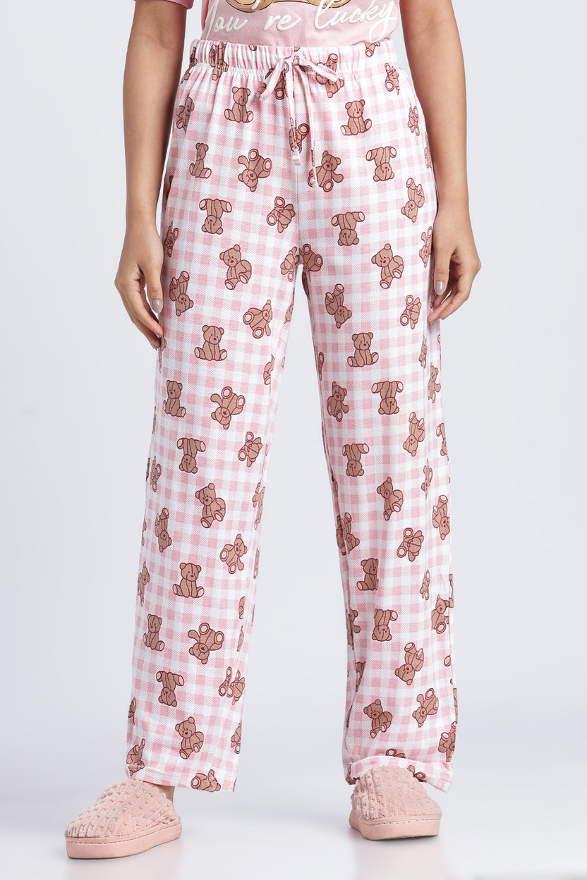 Women Pink Graphic Regular Fit Nightwear Set - Image 4