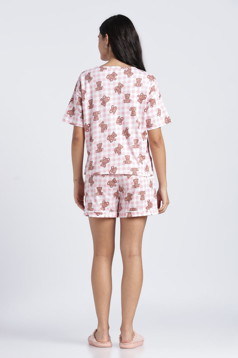 Women Pink Conversational Regular Fit Nightwear Set - Image 5