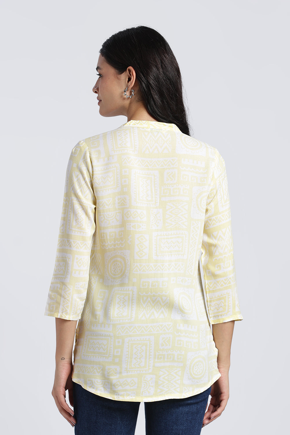Yellow Geometric Regular Fit Tunic For Women - Image 5
