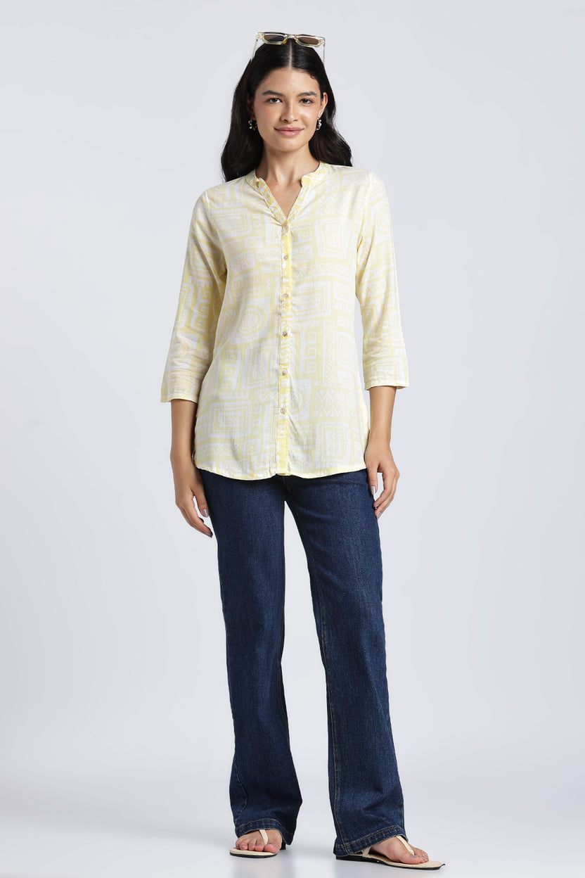 Yellow Geometric Regular Fit Tunic For Women - Image 6