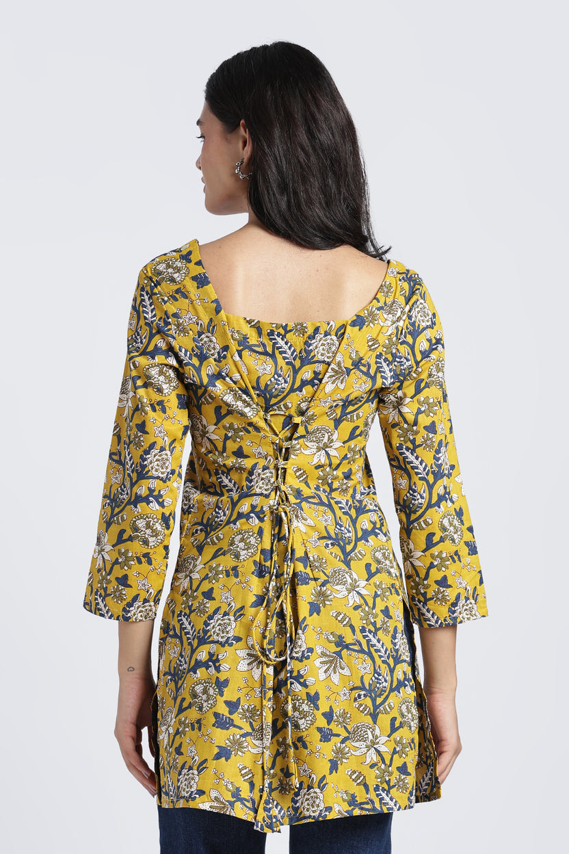 Yellow Floral Fit Tunic For Women - Image 5