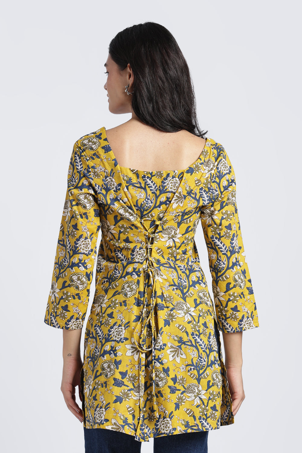 Yellow Floral Fit Tunic For Women - Image 5