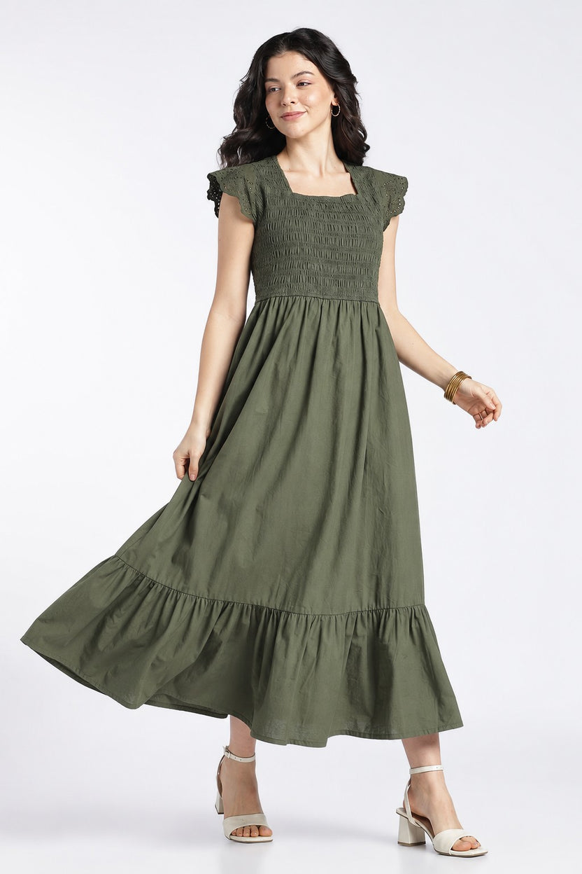 Olive Wear Flared Fit Dress For Women - Image 2