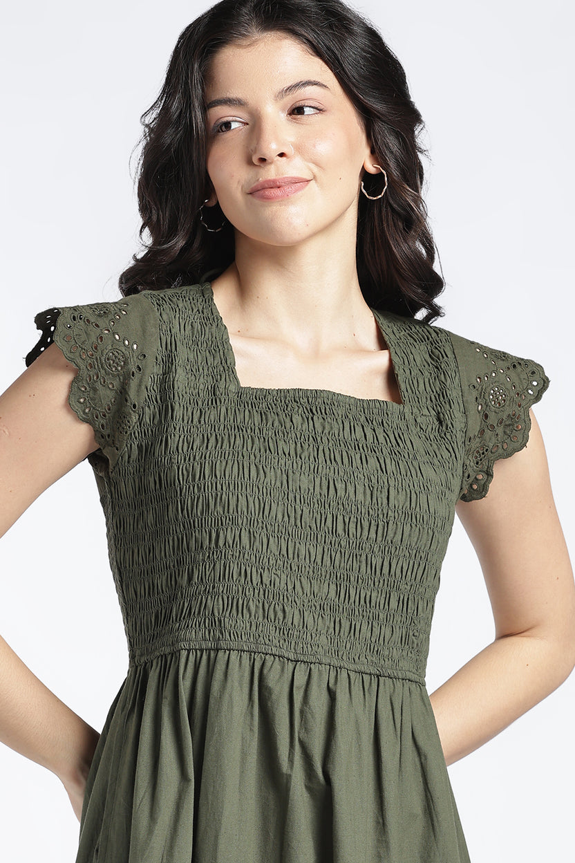 Olive Wear Flared Fit Dress For Women - Image 3