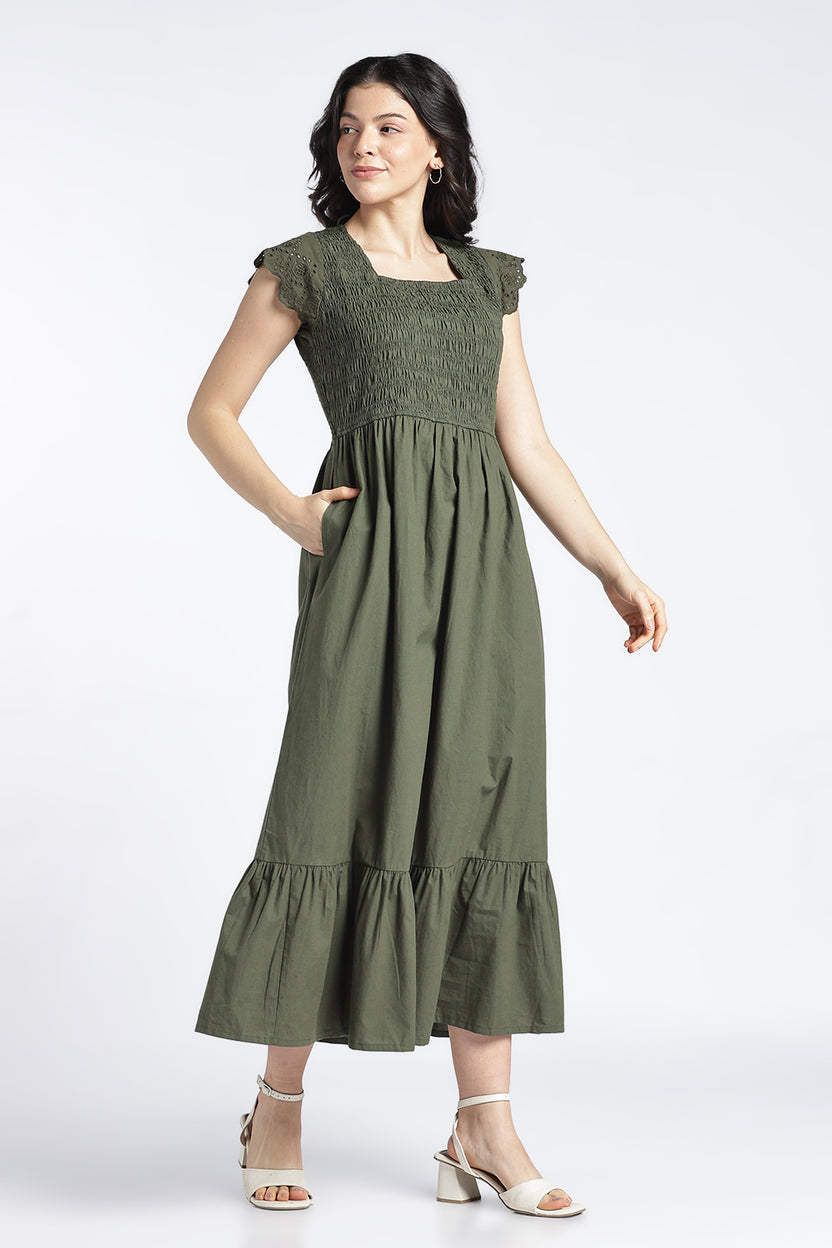 Olive Wear Flared Fit Dress For Women - Image 4