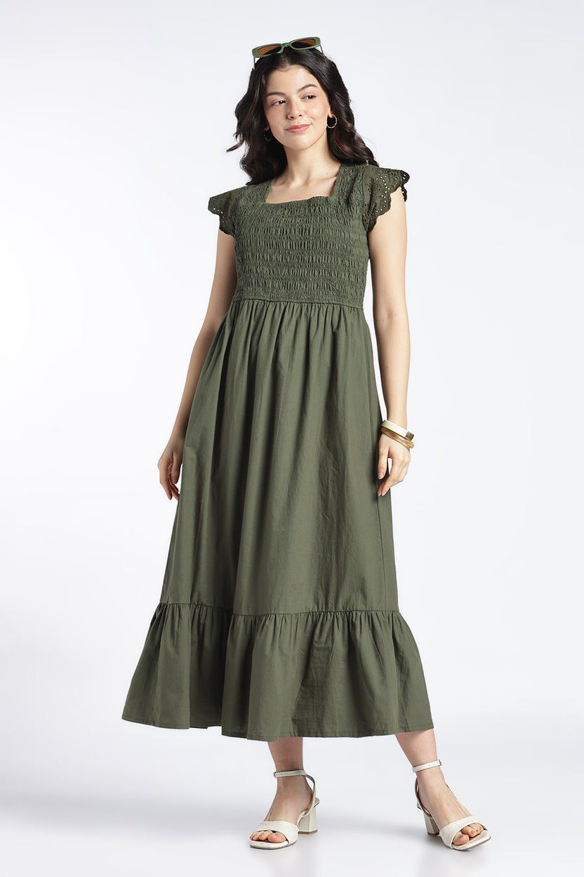 Olive Wear Flared Fit Dress For Women - Image 6