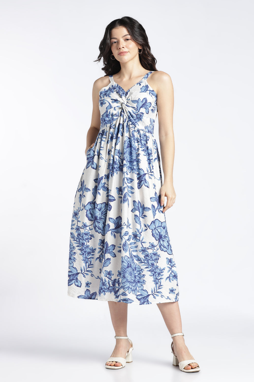 Navy Flared Fit Dress For Women - Image 2