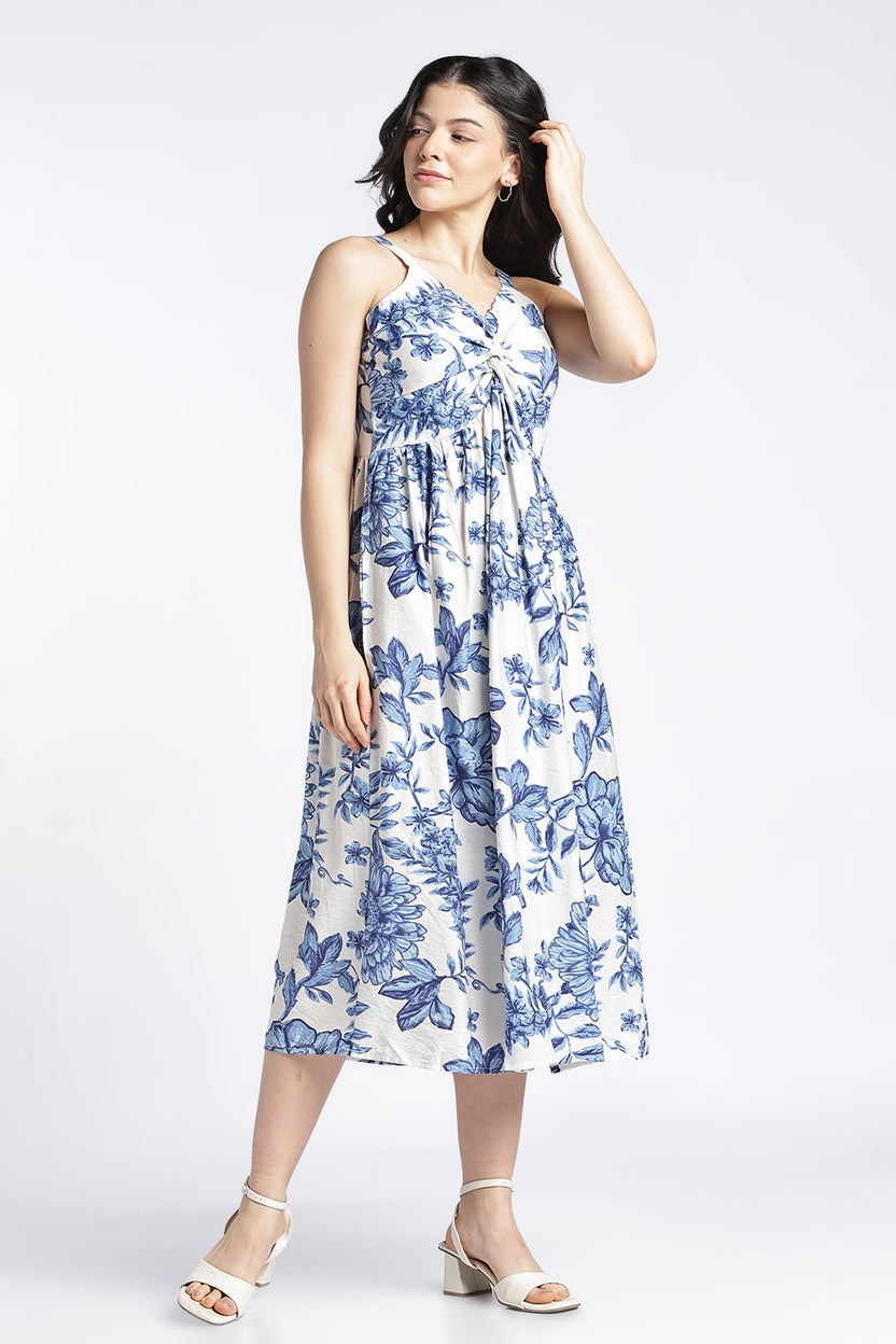 Navy Flared Fit Dress For Women - Image 4