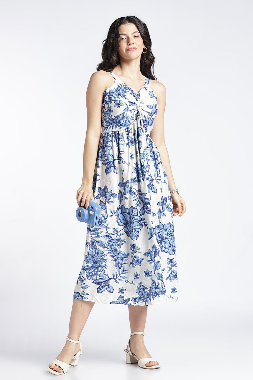 Navy Flared Fit Dress For Women - Image 6