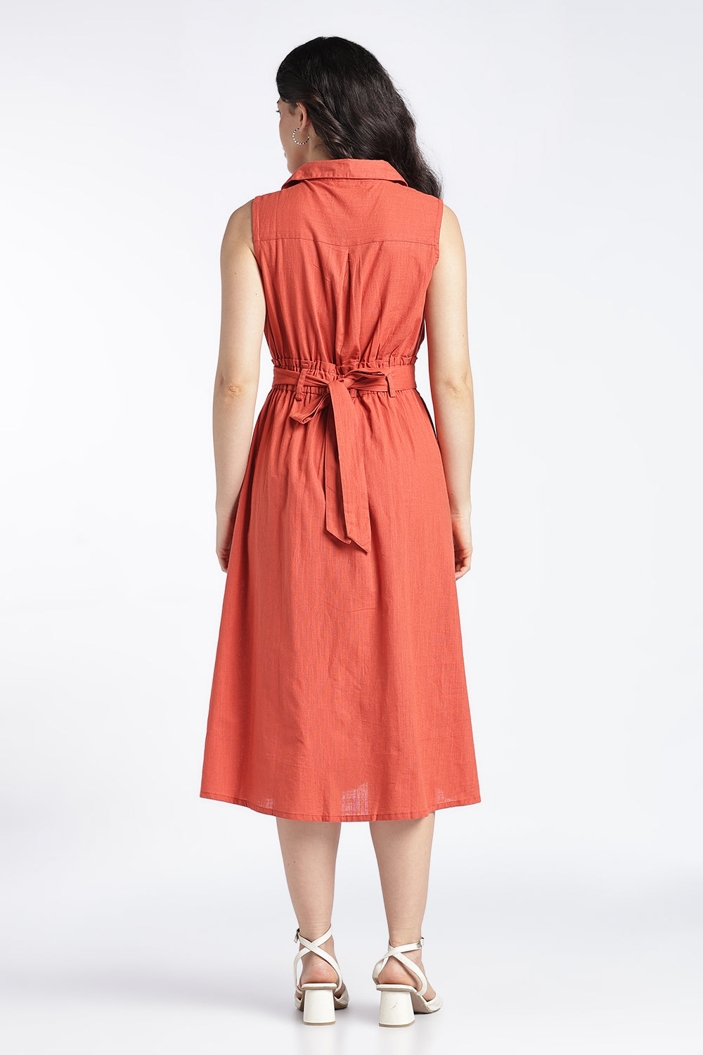Womens Regular Fit Solid Rust Dress - Image 5