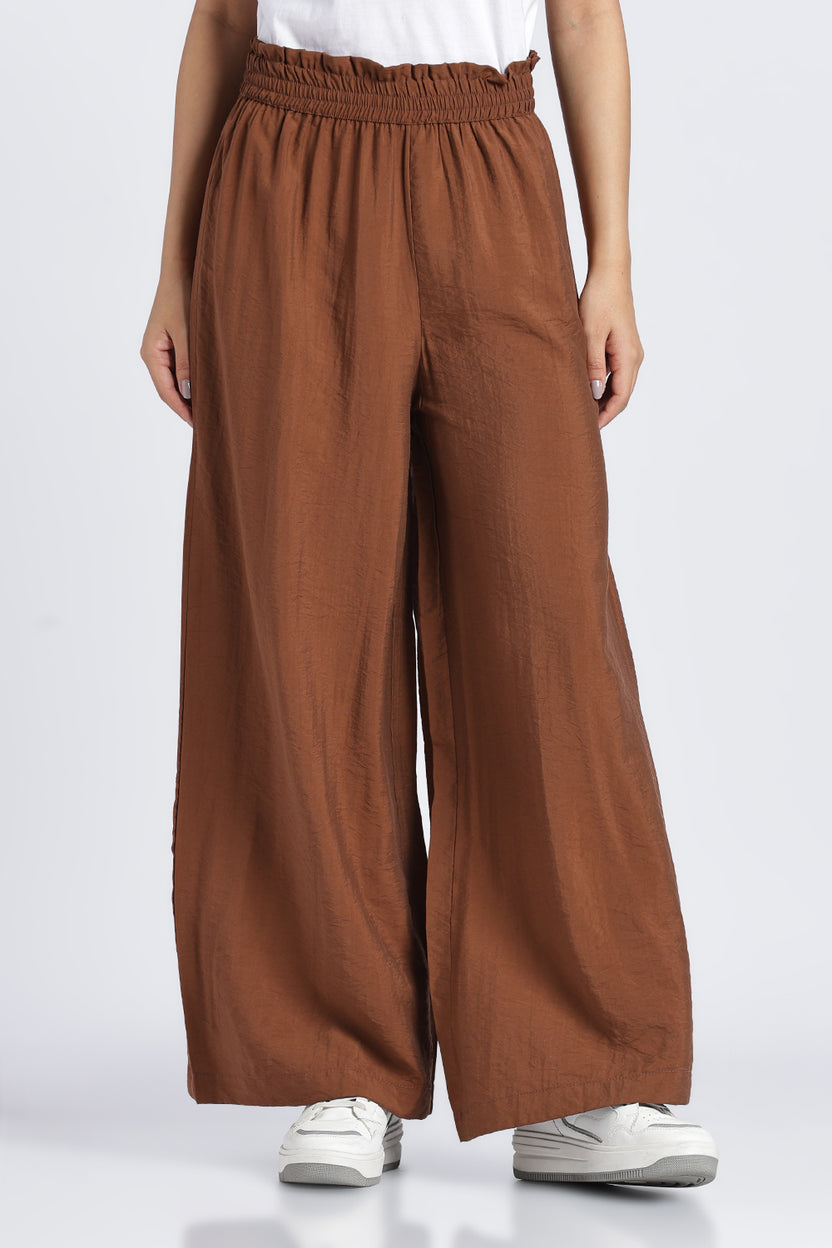 Brown High Rise Wide Leg Fit Pant For Women - Image 2