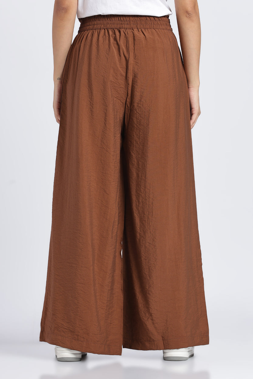 Brown High Rise Wide Leg Fit Pant For Women - Image 5