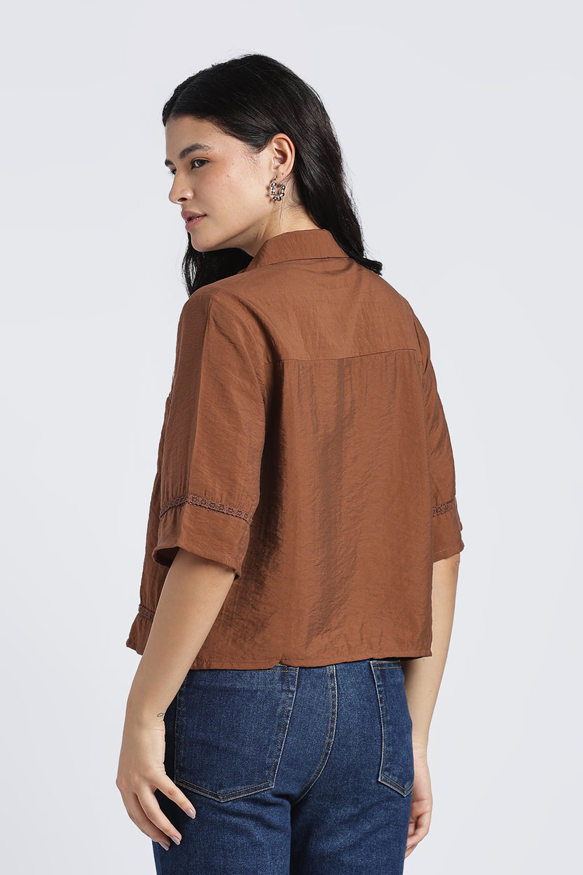 Brown Essential Wear Boxy Fit Top For Women - Image 5