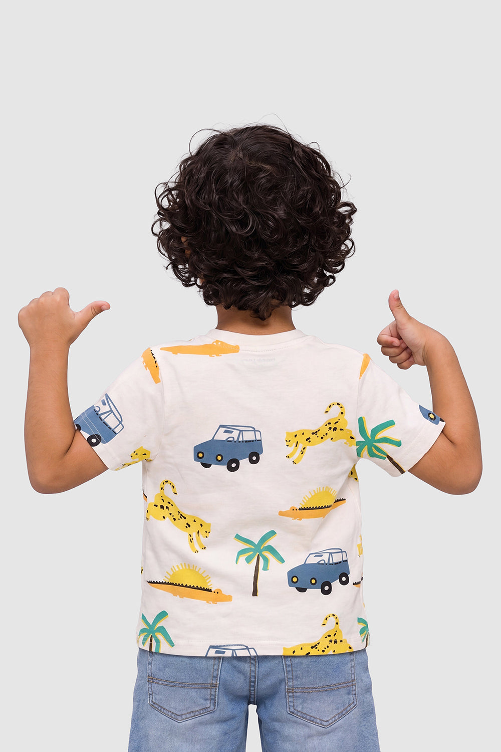 Off White Cotton Regular Fit T-Shirt For Boys - Image 4