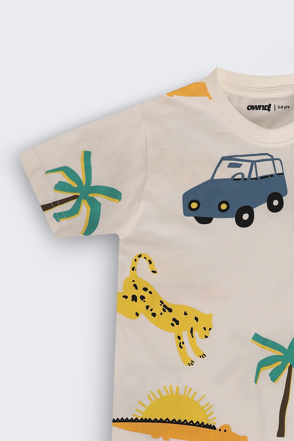 Off White Cotton Regular Fit T-Shirt For Boys - Image 5
