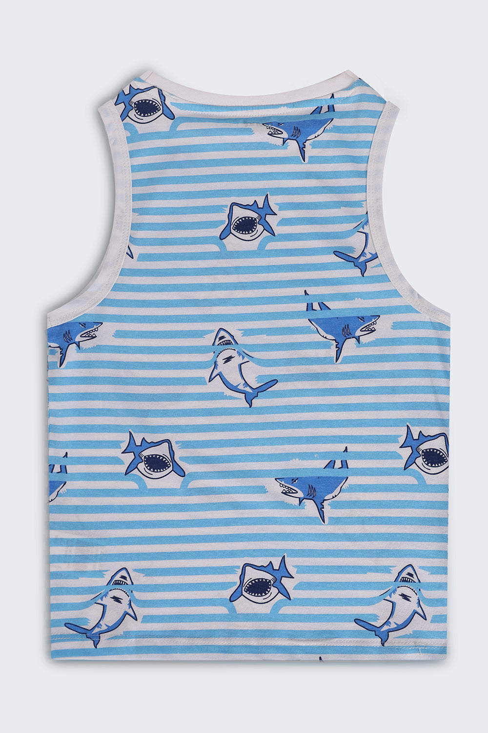 Light Blue Sharks Printed Cotton Regular Fit T-Shirt For Boys - Image 3