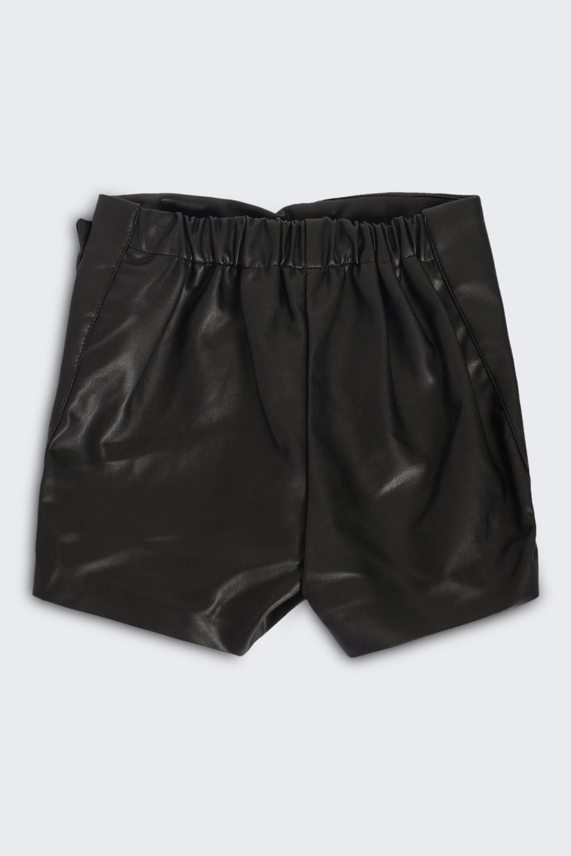 Black Mid Rise Regular Fit Shorts For Girls - Image 3