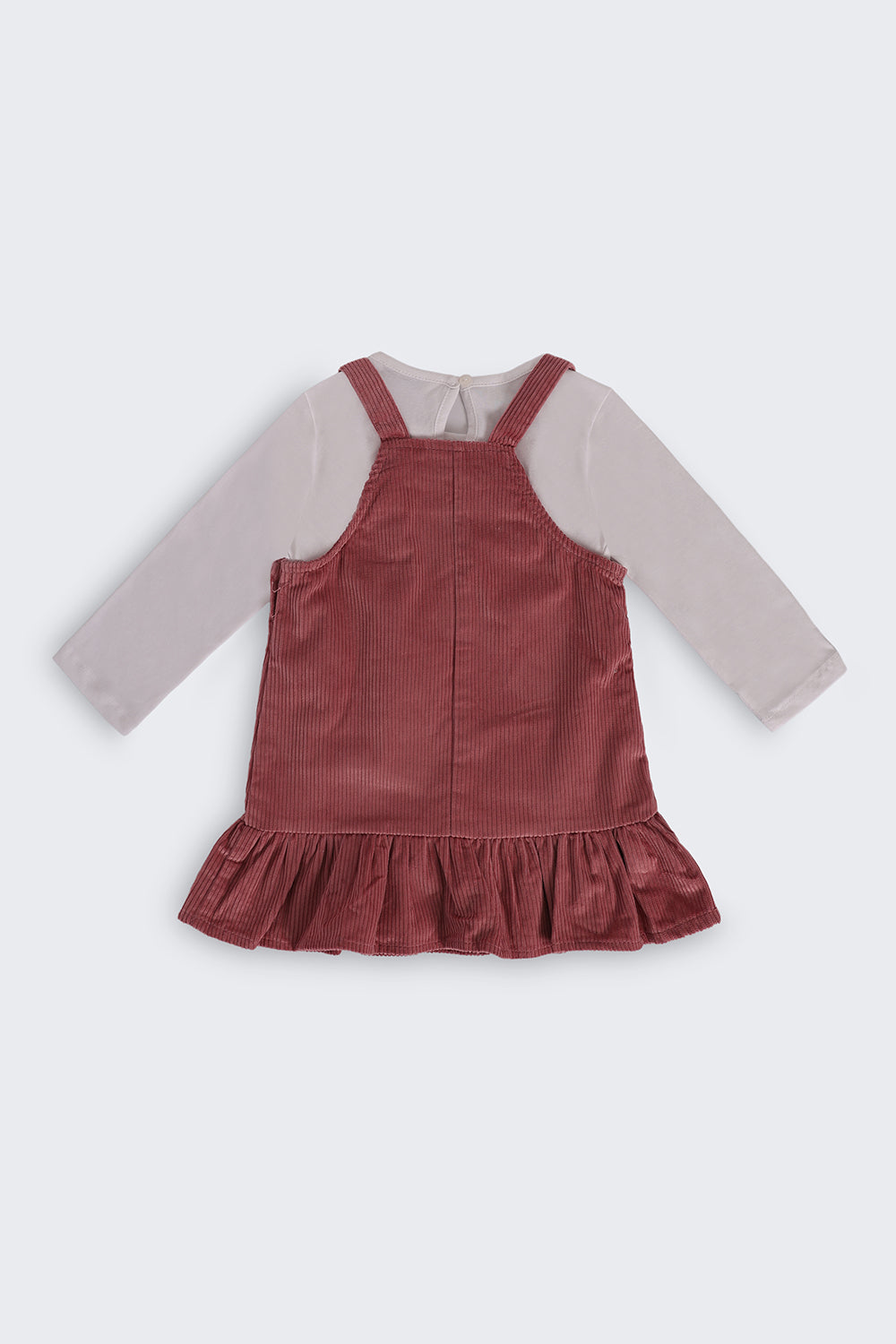 Pink Textured Regular Fit Dungaree and T-Shirt For Infant Girls - Image 5