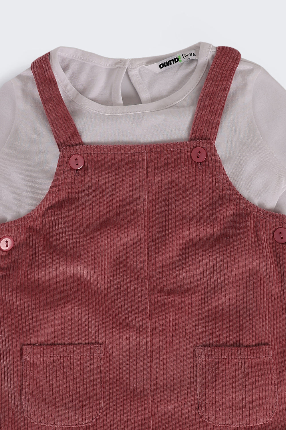 Pink Textured Regular Fit Dungaree and T-Shirt For Infant Girls - Image 6