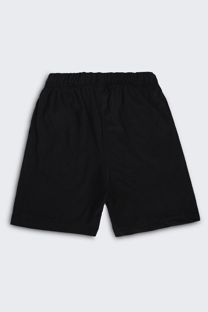 Kid Boy Regular Black Graphic Knit Shorts - Image 3