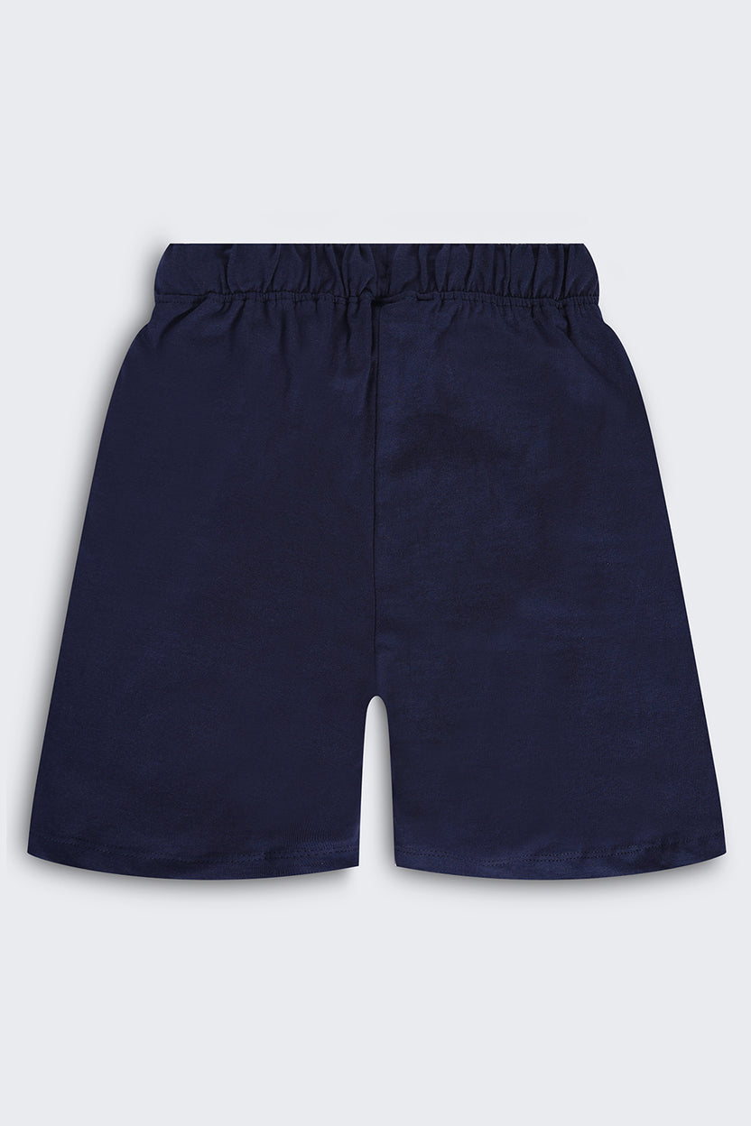 Kid Boy Regular Navy Graphic Knit Shorts - Image 3