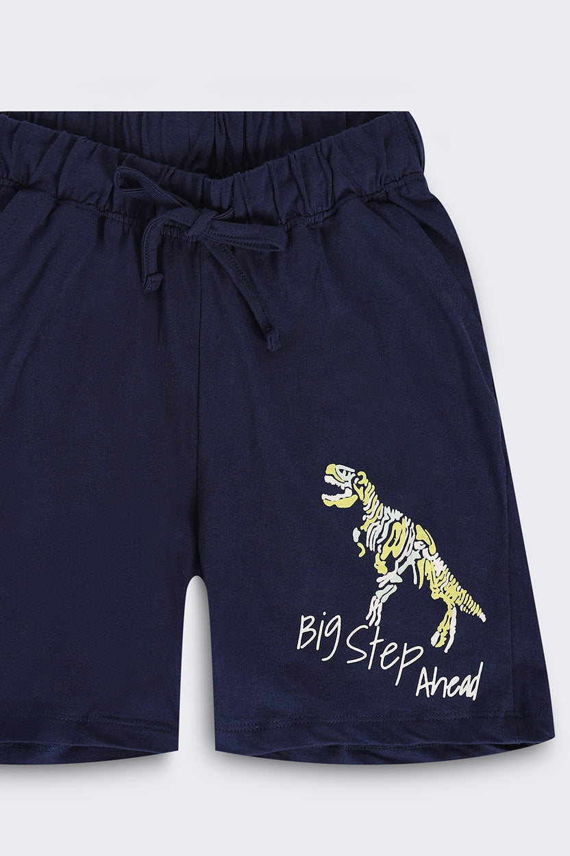 Kid Boy Regular Navy Graphic Knit Shorts - Image 5