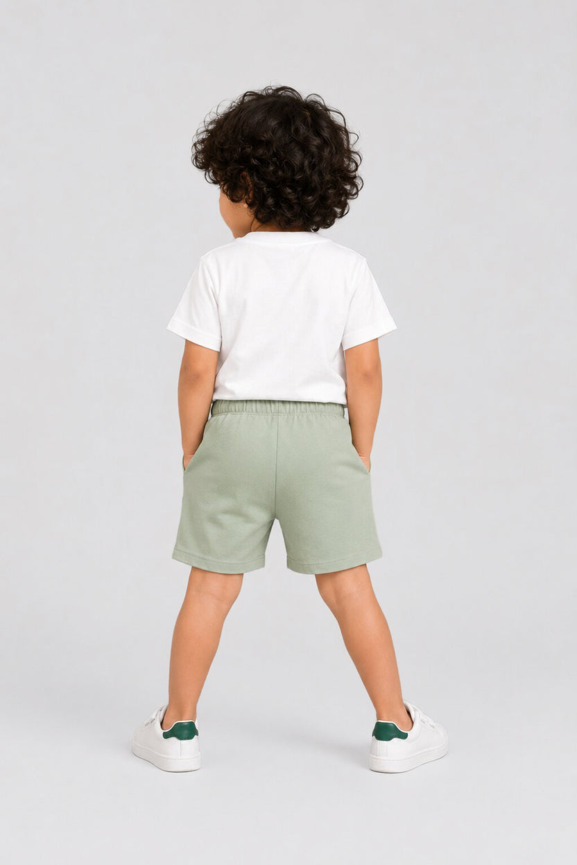 Kid Boy Regular Green Graphic Knit Shorts - Image 4