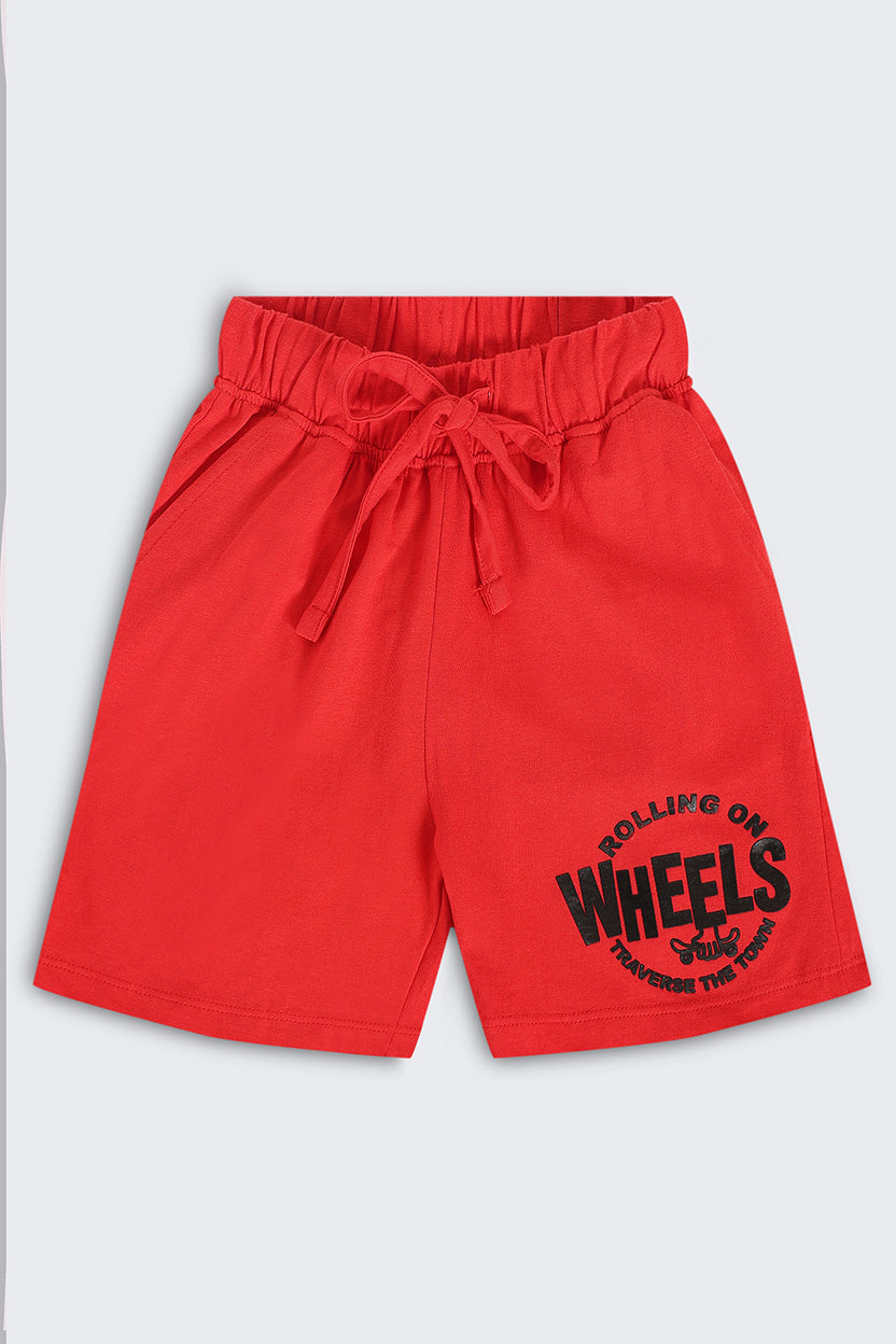 Kid Boy Regular Red Graphic Knit Shorts - Image 2