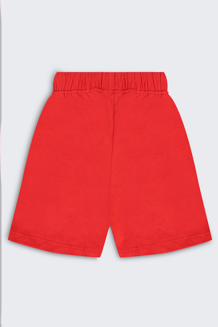 Kid Boy Regular Red Graphic Knit Shorts - Image 3