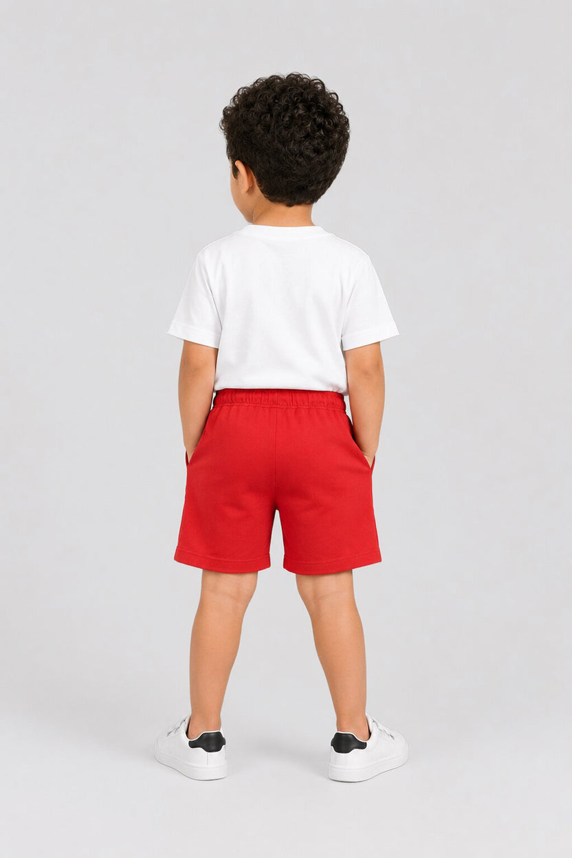 Kid Boy Regular Red Graphic Knit Shorts - Image 4