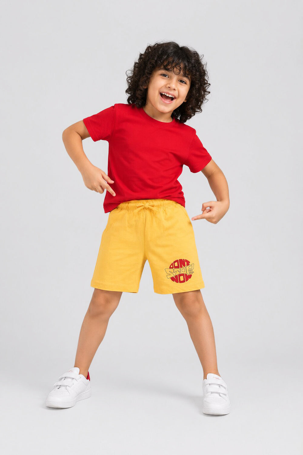 Kid Boy Regular Yellow Graphic Knit Shorts - Image 1