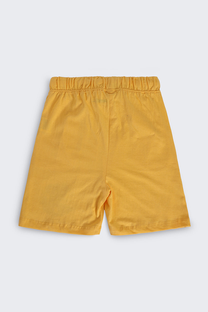 Kid Boy Regular Yellow Graphic Knit Shorts - Image 3