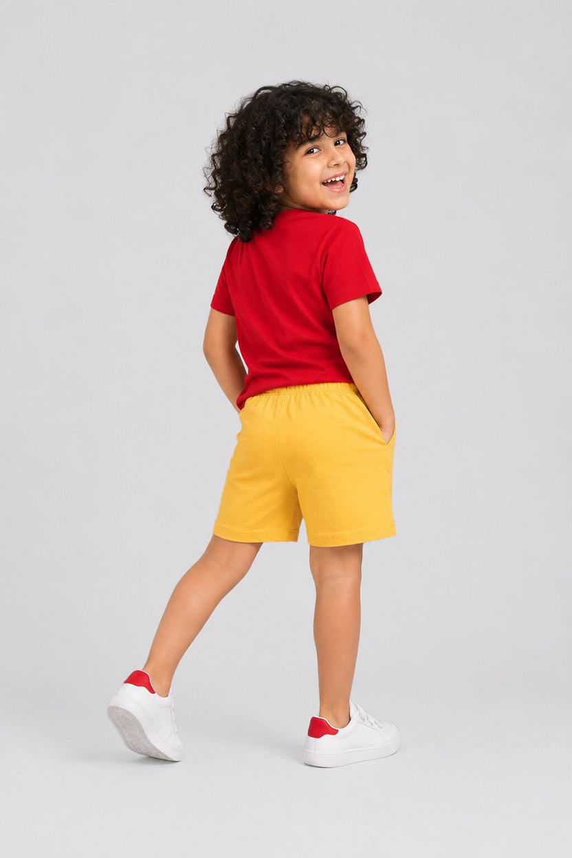 Kid Boy Regular Yellow Graphic Knit Shorts - Image 4