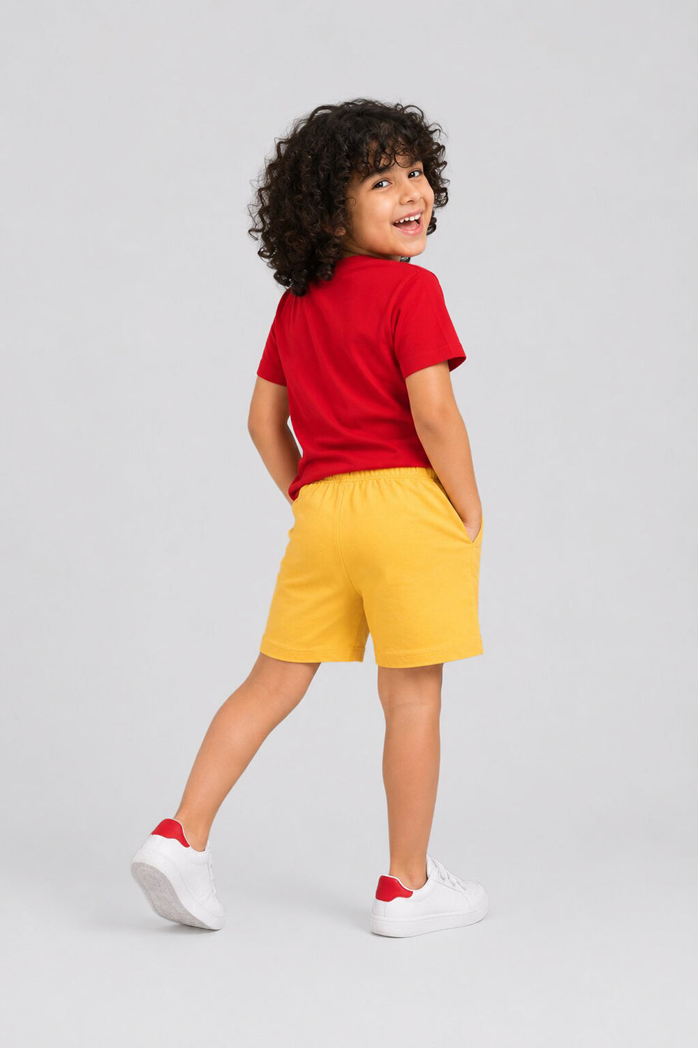 Kid Boy Regular Yellow Graphic Knit Shorts - Image 4