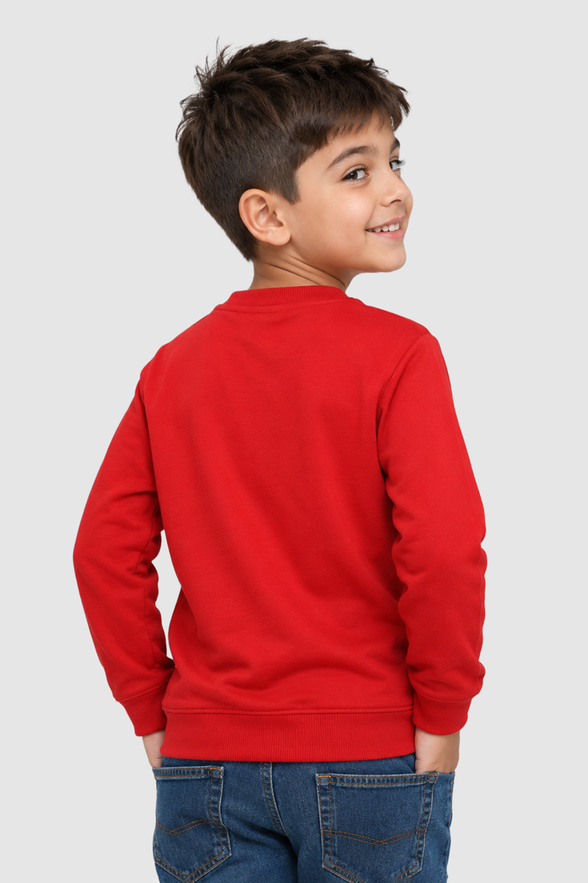 Red Graphic Regular Fit Sweatshirt For Boys - Image 4