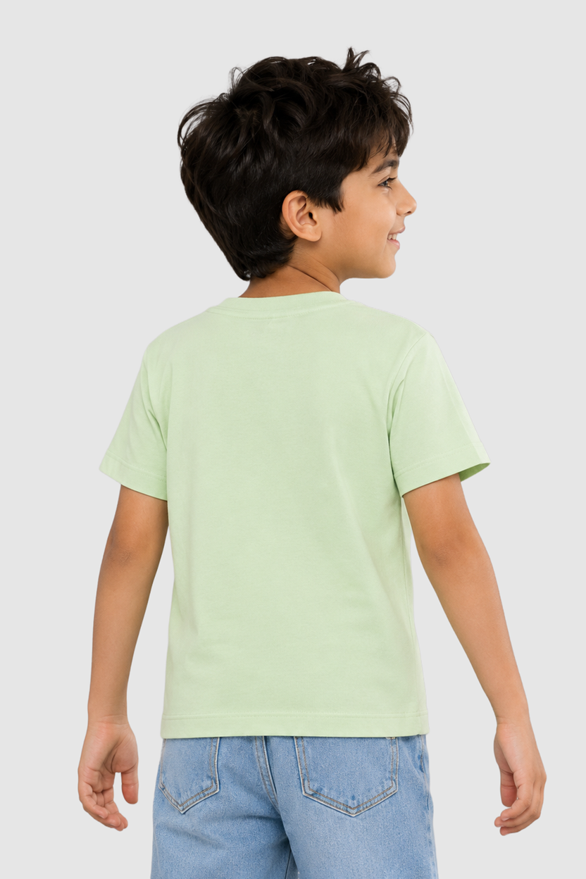 Light Green Graphic Regular Fit T-Shirt For Boys - Image 4