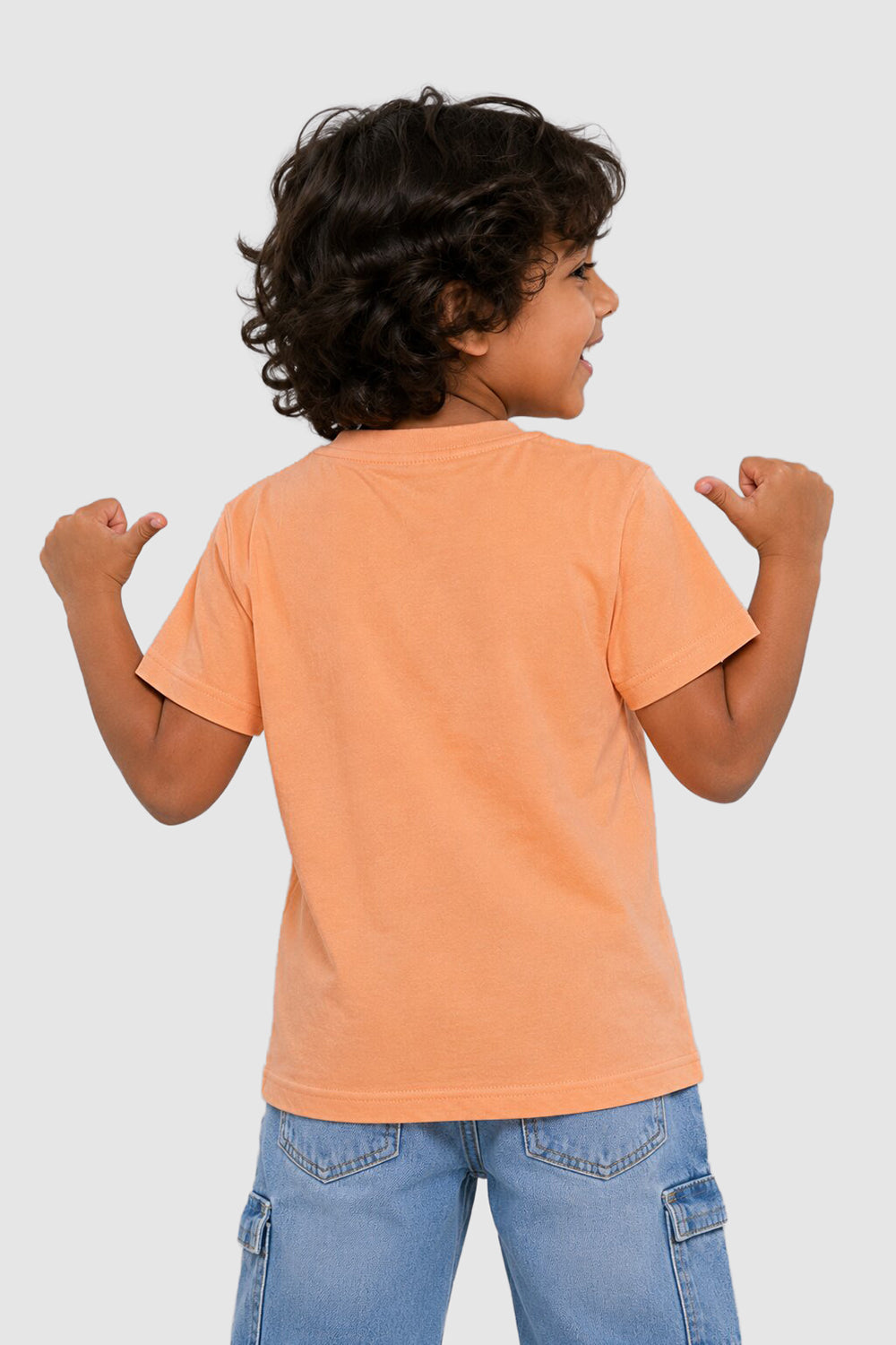 Orange Typographic Cotton Regular Fit T-Shirt For Boys - Image 4
