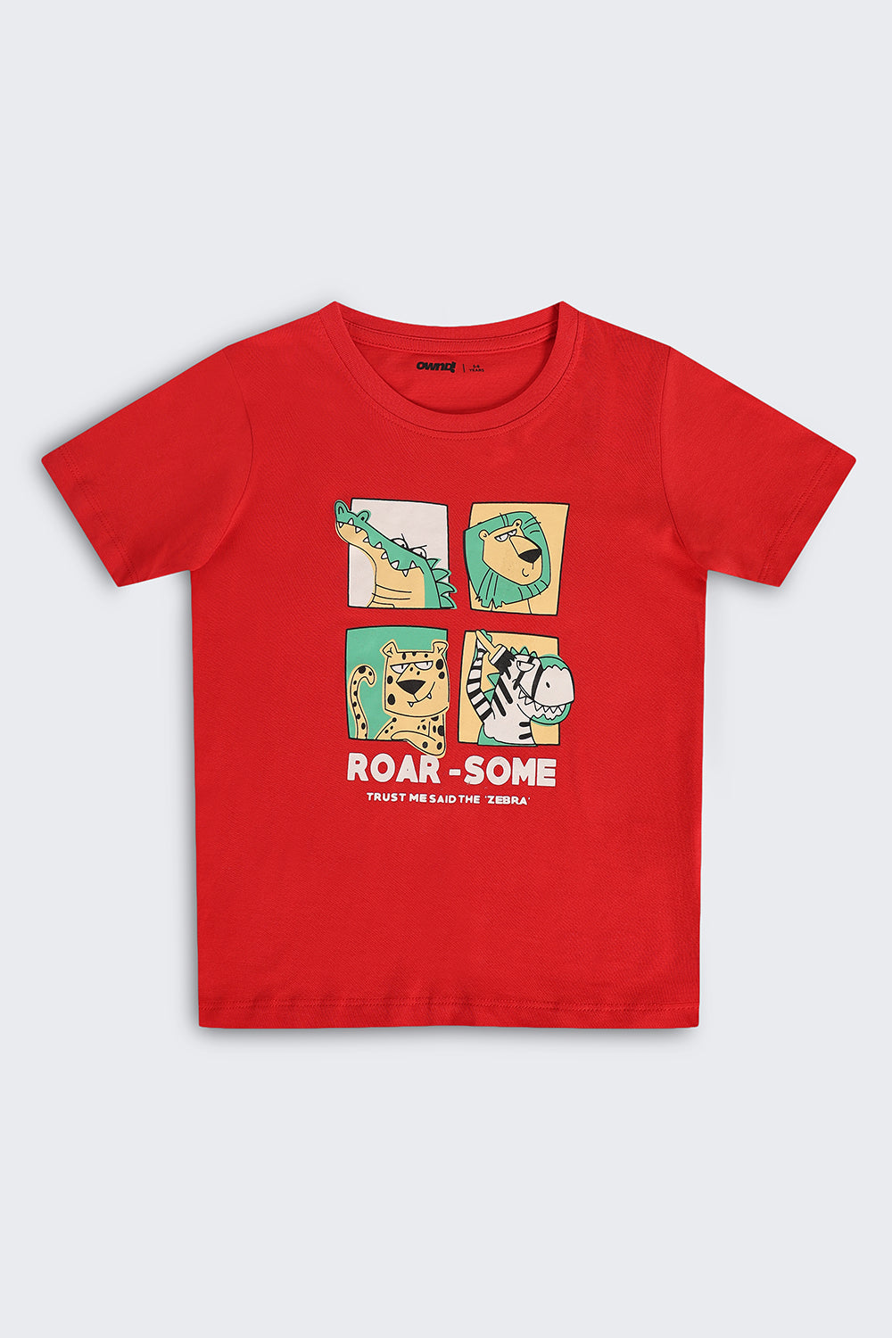 Red Cartoon Regular Fit T-Shirt For Boys - Image 2