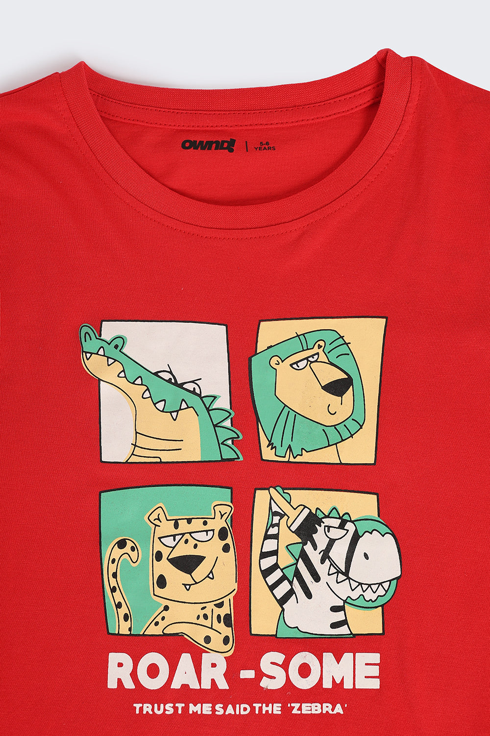 Red Cartoon Regular Fit T-Shirt For Boys - Image 5