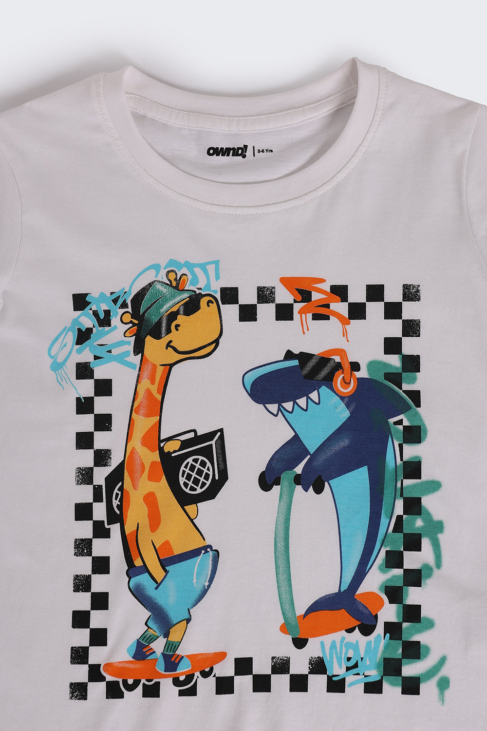 White Cartoon Regular Fit T-Shirt For Boys - Image 5