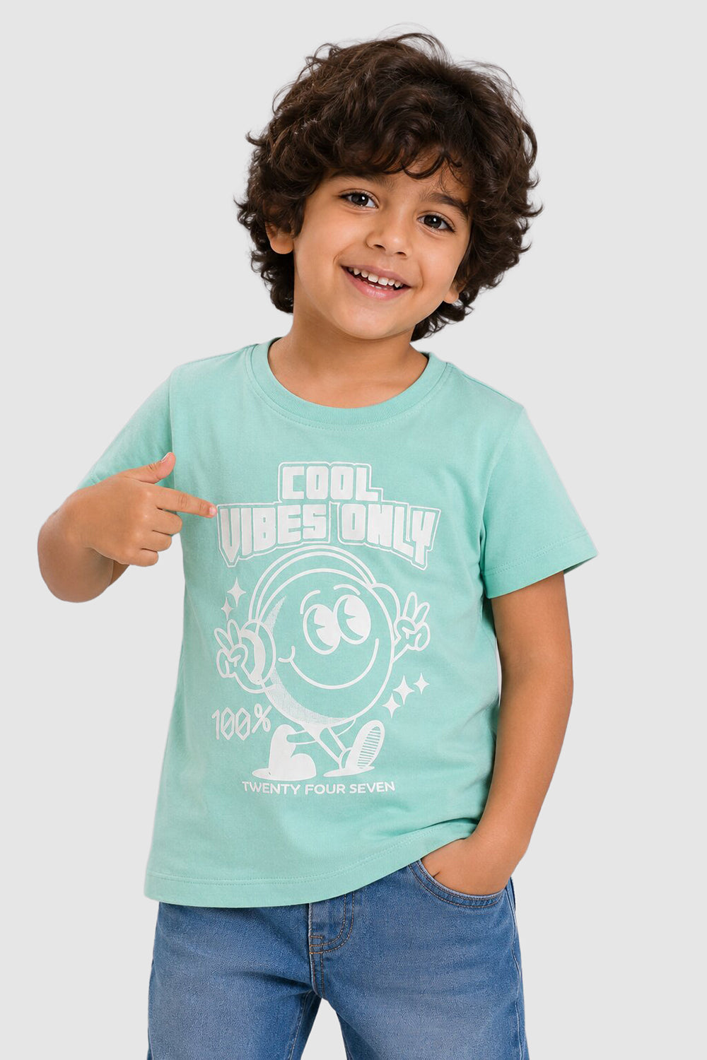 Green Cotton Regular Fit T-Shirt For Boys - Image 1