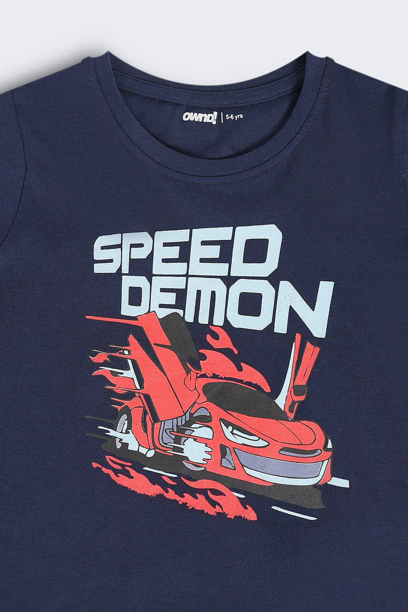 Navy Cars Regular Fit T-Shirt For Boys - Image 5