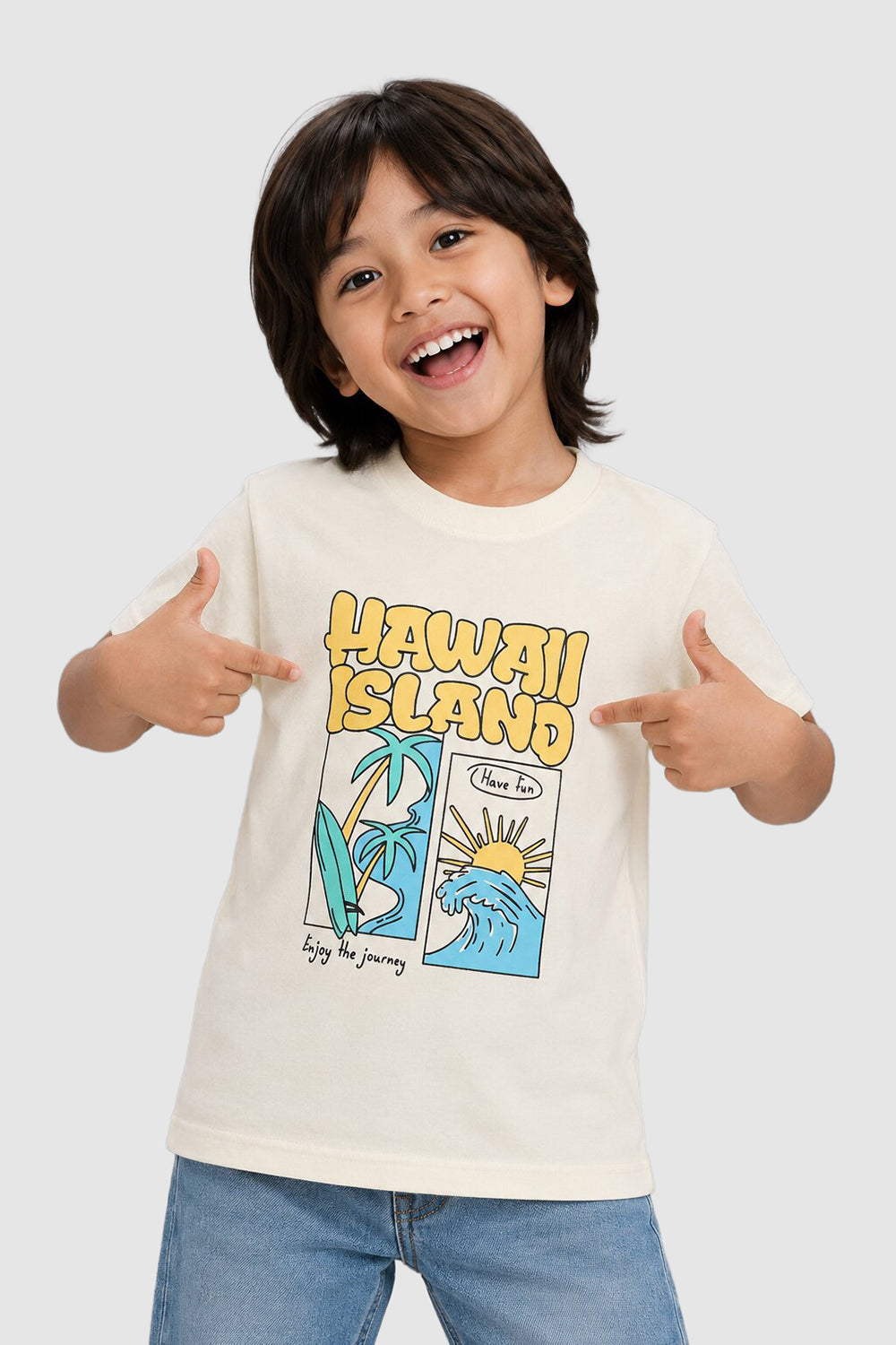 Beige Cotton Regular Fit T-Shirt For Boys - Image 1