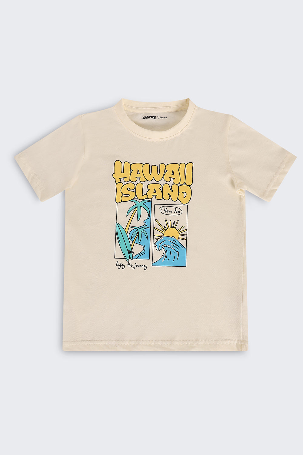 Beige Cotton Regular Fit T-Shirt For Boys - Image 2