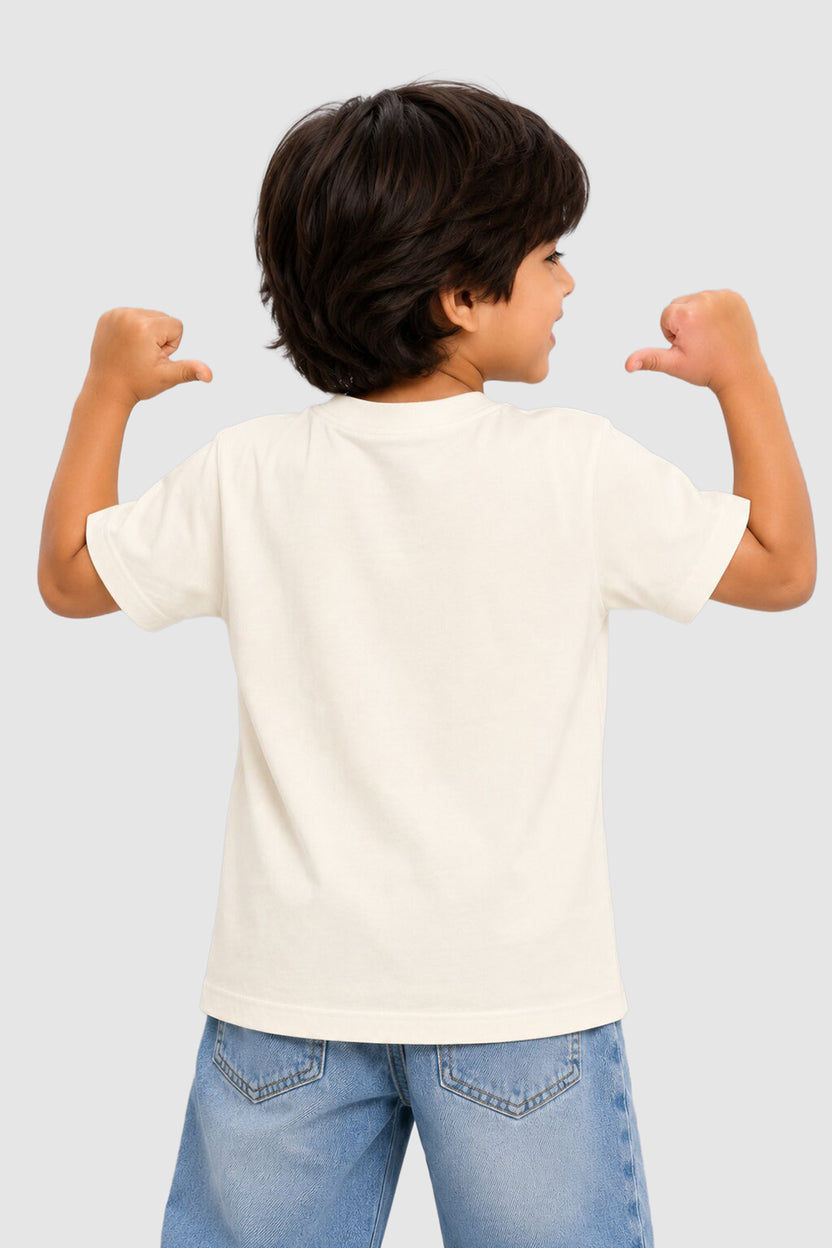 Beige Cotton Regular Fit T-Shirt For Boys - Image 4