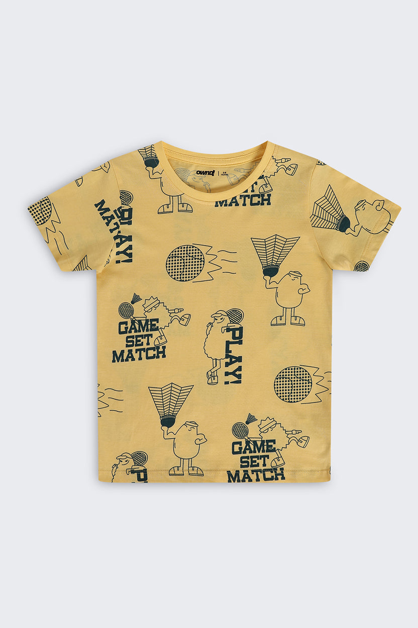 Yellow Cartoon Regular Fit T-Shirt For Boys - Image 2
