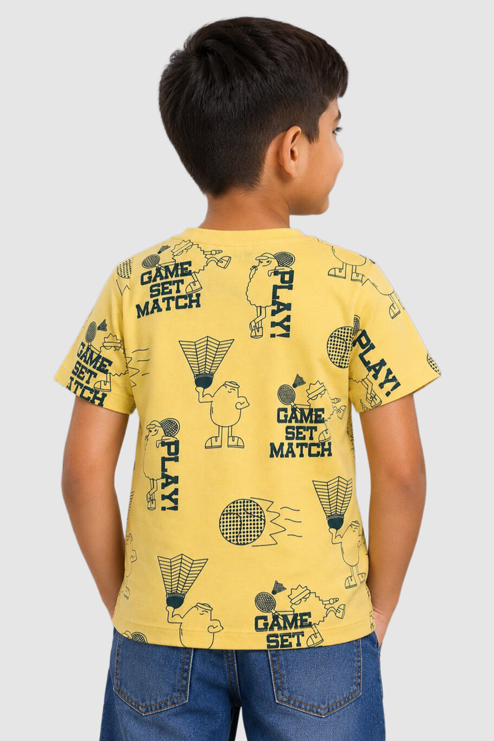Yellow Cartoon Regular Fit T-Shirt For Boys - Image 4