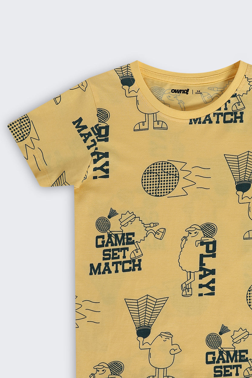 Yellow Cartoon Regular Fit T-Shirt For Boys - Image 5