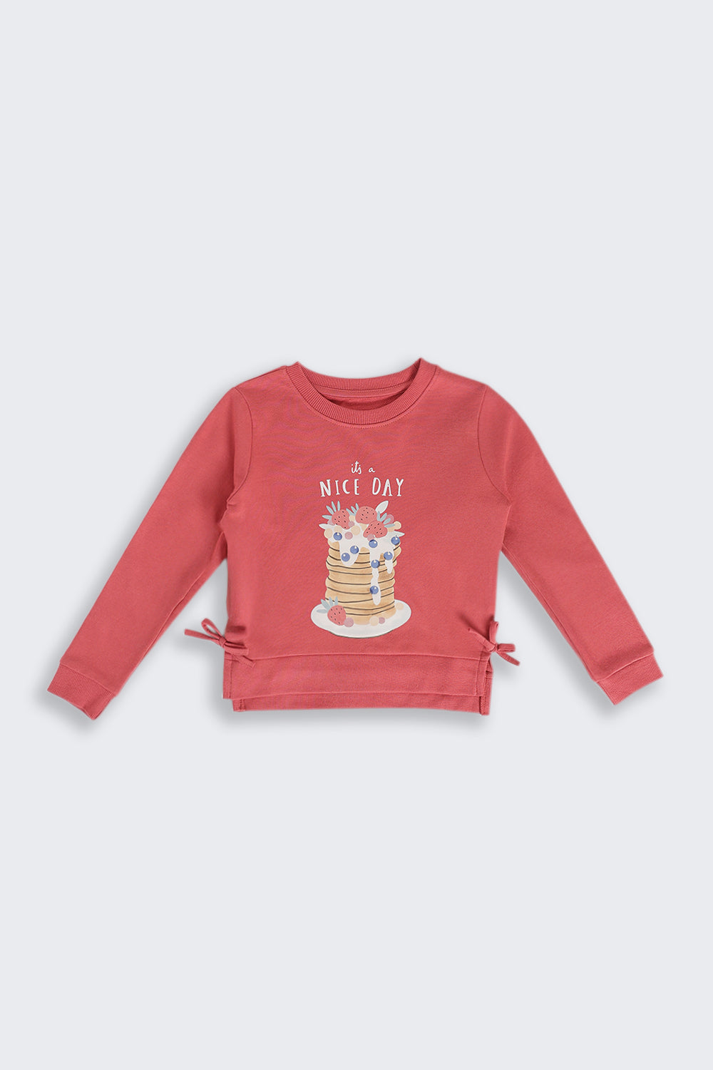 Pink Conversational Regular Fit Sweatshirt For Girls - Image 2